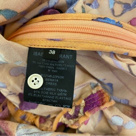 Isabel Marant || Bemaya Dress in Papaya Floral Stretch Silk 38 - Picture 8 of 10